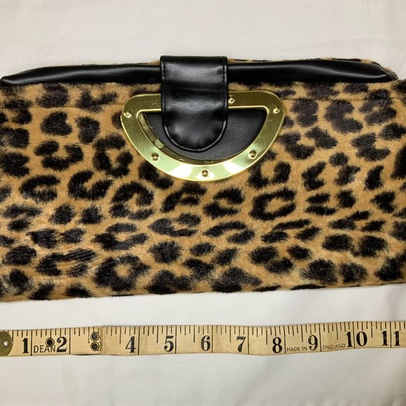 Leopard Print Fold Over Handbag/Clutch - Picture 1 of 3